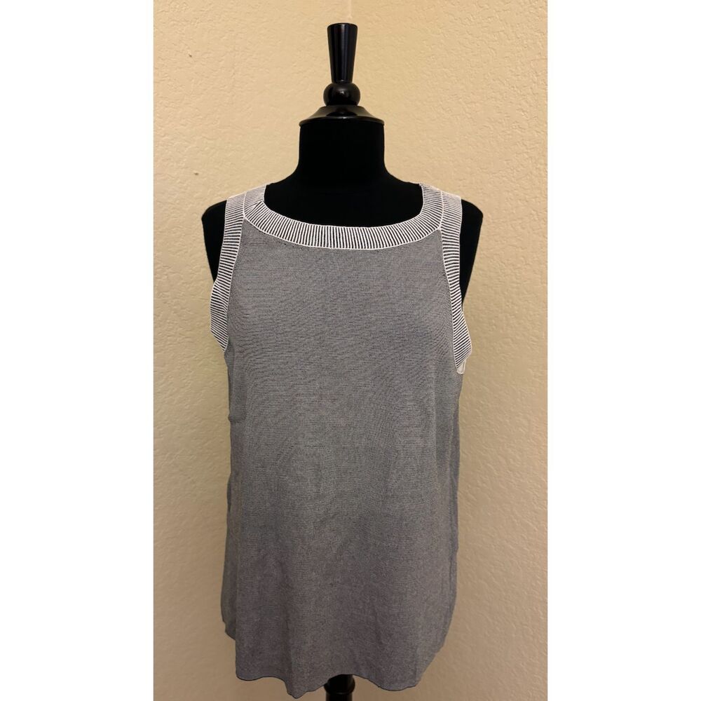 Chico's Layering Shell Ribbed Striped Tank - Sz 2 (L)